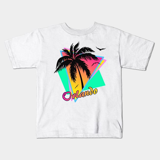 Orlando Cool 80s Sunset Kids T-Shirt by Nerd_art